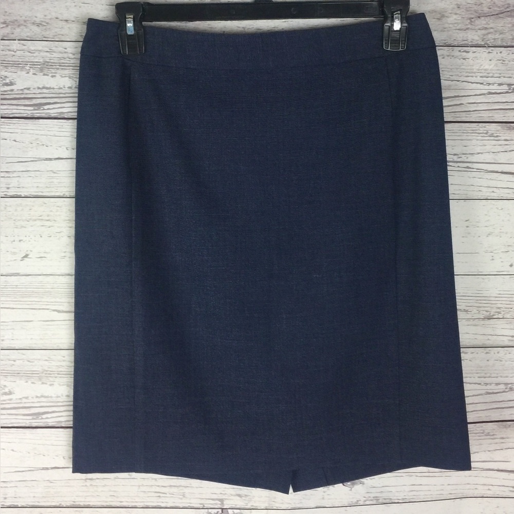Ann Taylor Loft Navy Blue Stretch Back Slit Straight Pencil Skirt